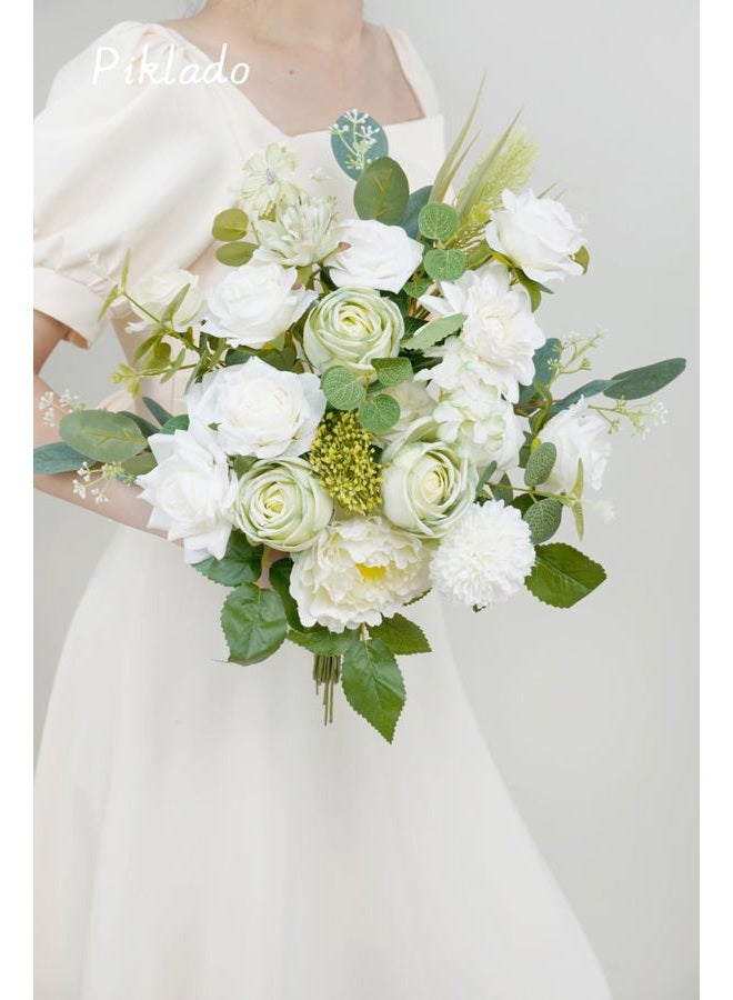 Piklado Artificial Flower Combination Box Set Artificial Flower Loose Leaves and Stems DIY Wedding Center Bouquet Bride Wedding Baby Shower（White） - Image 2