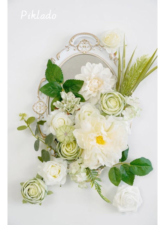 Piklado Artificial Flower Combination Box Set Artificial Flower Loose Leaves and Stems DIY Wedding Center Bouquet Bride Wedding Baby Shower（White） - Image 5