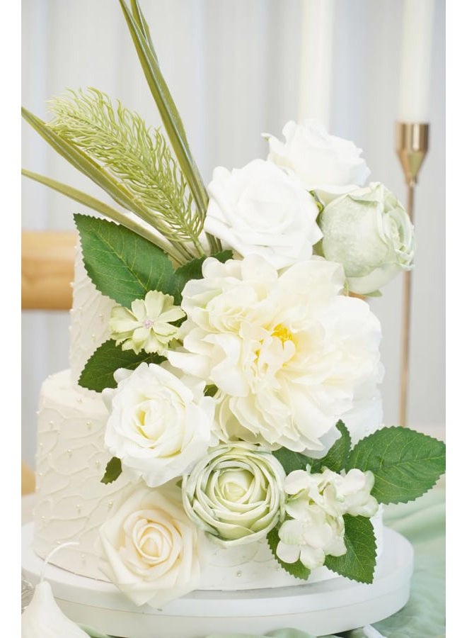 Piklado Artificial Flower Combination Box Set Artificial Flower Loose Leaves and Stems DIY Wedding Center Bouquet Bride Wedding Baby Shower（White） - Image 4