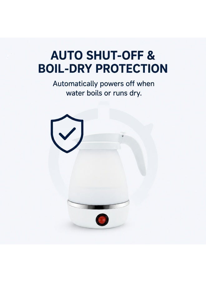 EXCLIFE 600ml Foldable Electric Travel Kettle - Portable Silicone Collapsible Water Boiler for Camping - Image 3