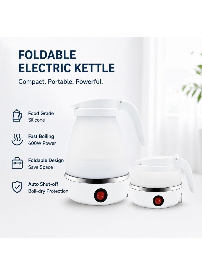 EXCLIFE 600ml Foldable Electric Travel Kettle - Portable Silicone Collapsible Water Boiler for Camping - Image 2