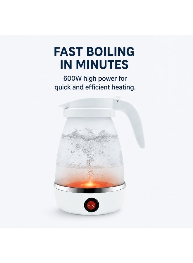 EXCLIFE 600ml Foldable Electric Travel Kettle - Portable Silicone Collapsible Water Boiler for Camping - Image 5