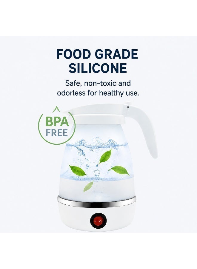 EXCLIFE 600ml Foldable Electric Travel Kettle - Portable Silicone Collapsible Water Boiler for Camping - Image 4