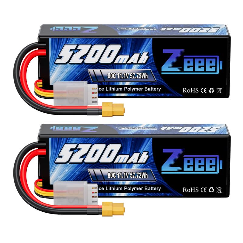 Zeee 3S Lipo Battery 5200mAh 11.1V 80C with XT60 Connector Hard Case Battery for RC Car Truck Tank Boat RC Plane Airplane Quadcopter Helicopter (2 Pack) - Image 1
