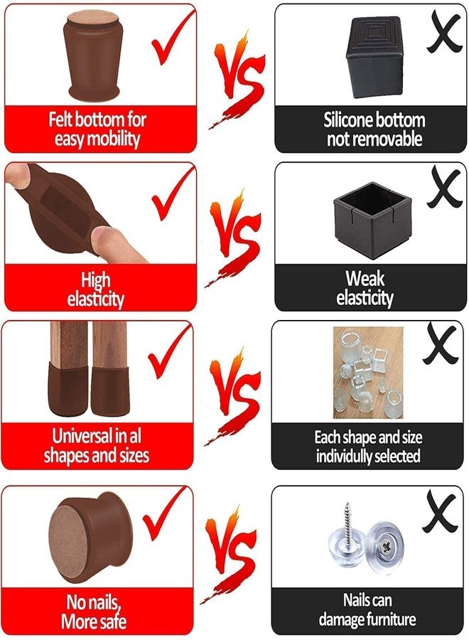 Kesrinplus 16 Brown Large Chair Leg Floor Protectors - Silicone Covers with Felt Bottom - Protect Hardwood, Wood, Tile Floors - Non-Slip, Furniture Leg Caps W- 1.18 inch or 3cm (16) - Image 5