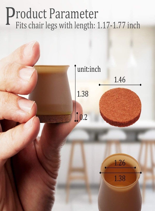 Kesrinplus 16 Brown Large Chair Leg Floor Protectors - Silicone Covers with Felt Bottom - Protect Hardwood, Wood, Tile Floors - Non-Slip, Furniture Leg Caps W- 1.18 inch or 3cm (16) - Image 4