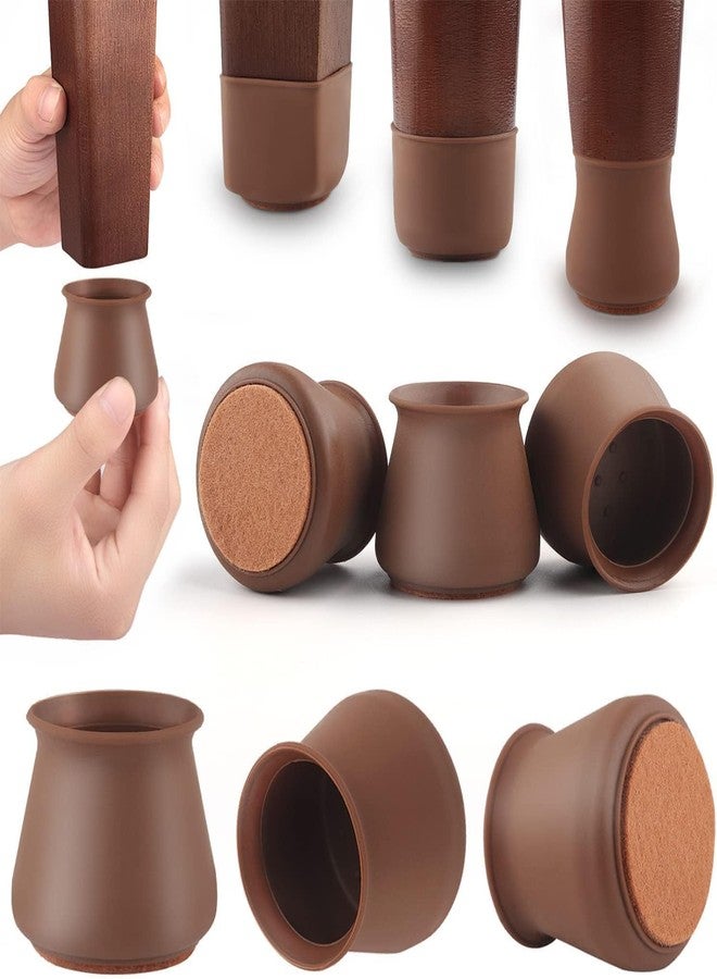 Kesrinplus 16 Brown Large Chair Leg Floor Protectors - Silicone Covers with Felt Bottom - Protect Hardwood, Wood, Tile Floors - Non-Slip, Furniture Leg Caps W- 1.18 inch or 3cm (16) - Image 2
