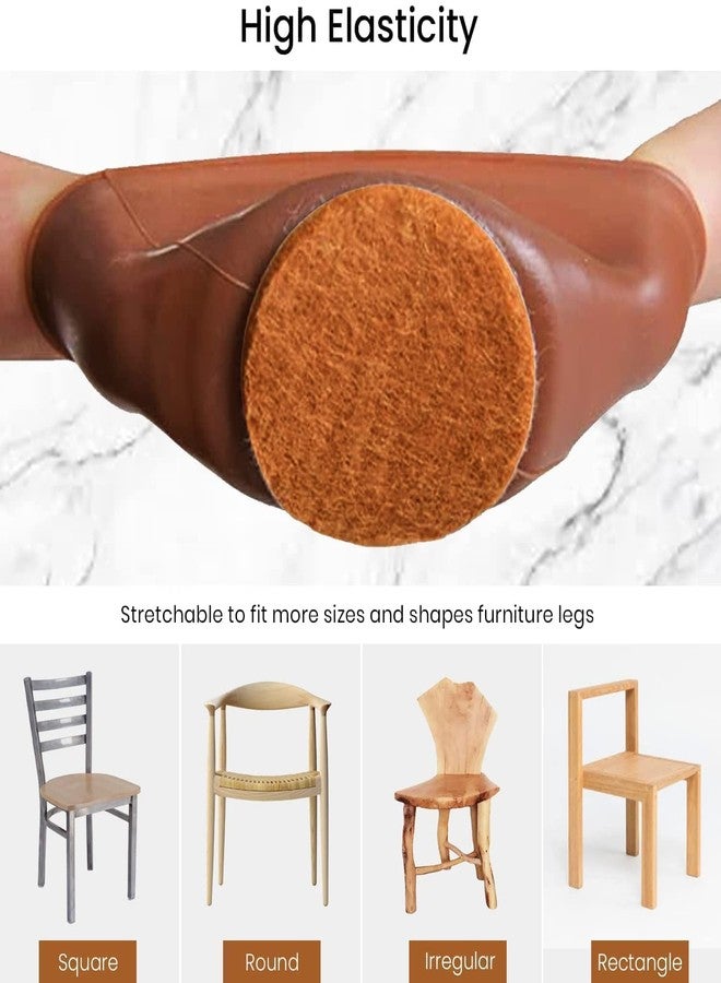 Kesrinplus 16 Brown Large Chair Leg Floor Protectors - Silicone Covers with Felt Bottom - Protect Hardwood, Wood, Tile Floors - Non-Slip, Furniture Leg Caps W- 1.18 inch or 3cm (16) - Image 3
