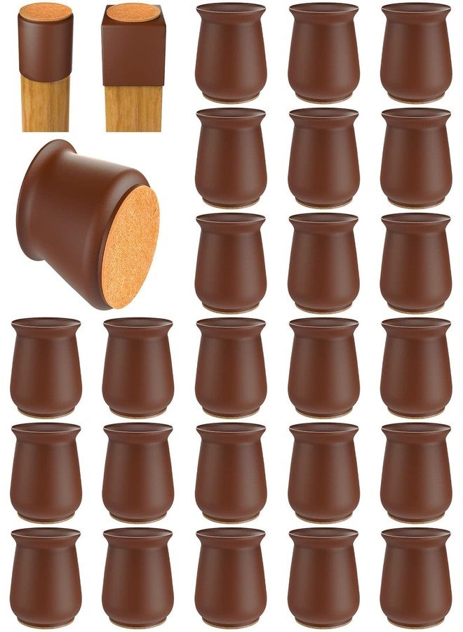 Kesrinplus 16 Brown Large Chair Leg Floor Protectors - Silicone Covers with Felt Bottom - Protect Hardwood, Wood, Tile Floors - Non-Slip, Furniture Leg Caps W- 1.18 inch or 3cm (16) - Image 1