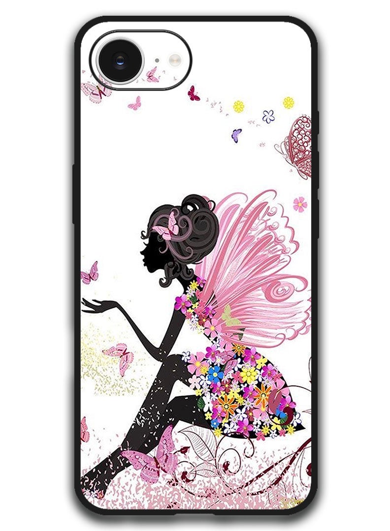 Theodor Case Compatible with Apple iPhone 17e / 16e 6.1 Inch Protection Shockproof Bumper Cover - Butterfly Girl - Image 1