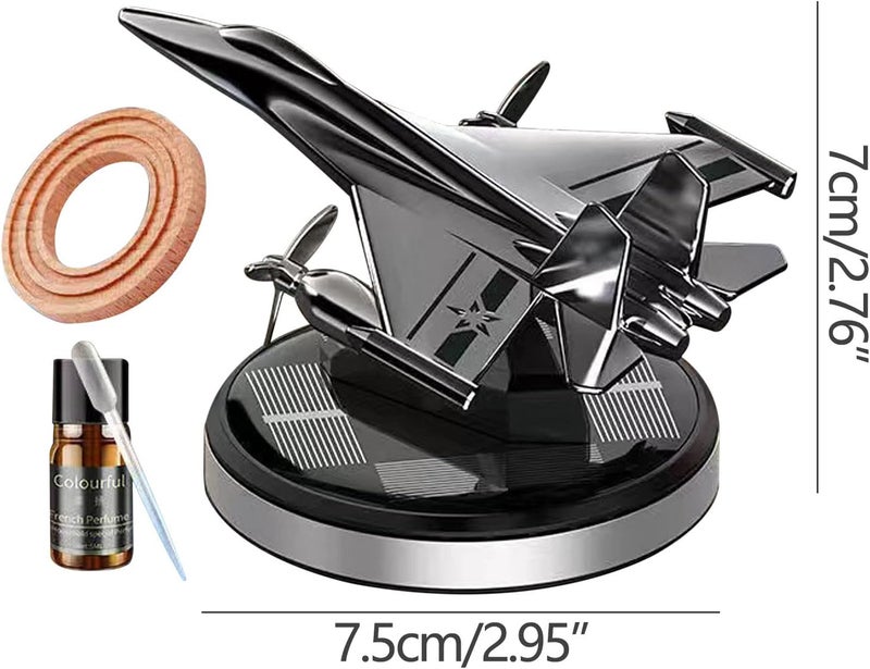 comfrt Solar Aircraft Car Aromatherapy Decor with Essential Oil, Solar Energy Rotating Helicopter Design Aromatherapy Diffuser Car Air Freshener Essential Oil Diffuser for Car Office Home - Image 3