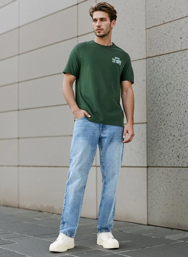لي كوبر Lee Cooper Typographic Print Crew Neck T-shirt