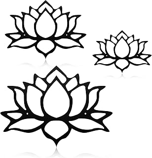 Ferraycle Ferraycle 3 Pieces Metal Lotus Flower Wall Decor Black Lotus Wall Art Hollow Out Lotus Flower Wall Signs Metal Flower  - Image 1