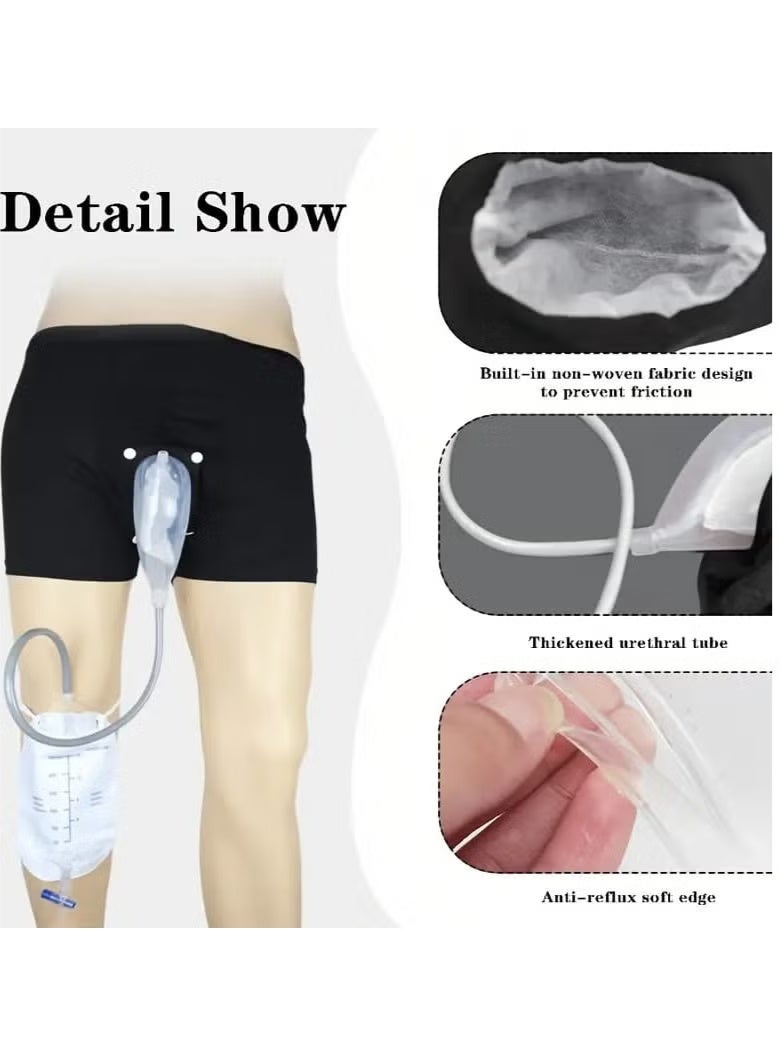 XiuWoo Wearable Urine Bag Male Urinal Bag Incontinence Pants for Men, Reusable Portable Male Collection Bags Urinal System with Collection Bag Portable Leak Proof Leg Pee for Elder (M) - Image 3