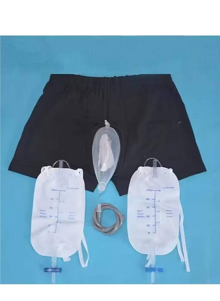 XiuWoo Wearable Urine Bag Male Urinal Bag Incontinence Pants for Men, Reusable Portable Male Collection Bags Urinal System with Collection Bag Portable Leak Proof Leg Pee for Elder (M) - Image 5