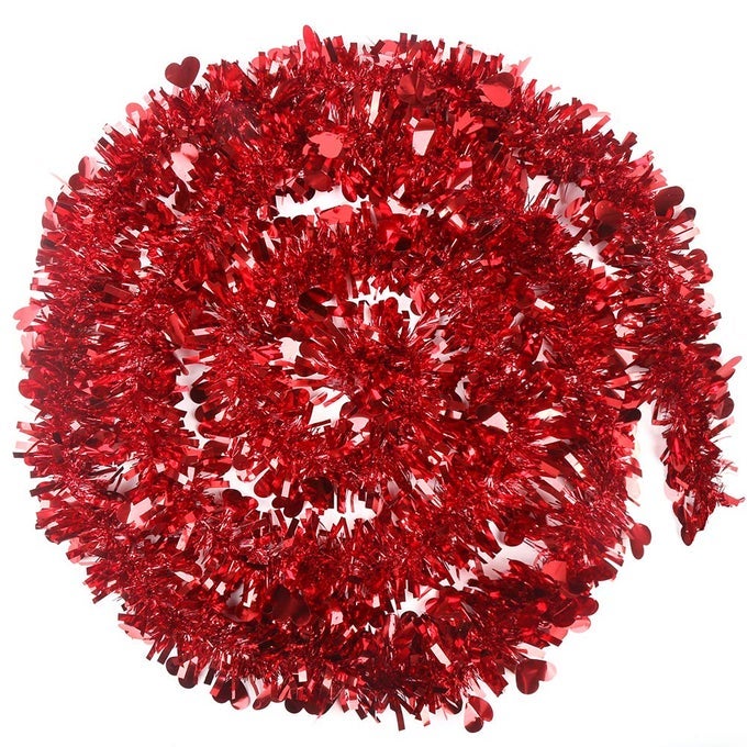 33FT VALENTINES DAY TINSEL GARLANDRED HEART METALLIC GARLAND DECOR FOR WEDDING PARTY HANGING DECORATION SUPPLY