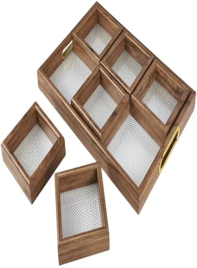 Rectangular Acrylic Wood Tray, 6 Pieces, 40 x 27 cm (wood)