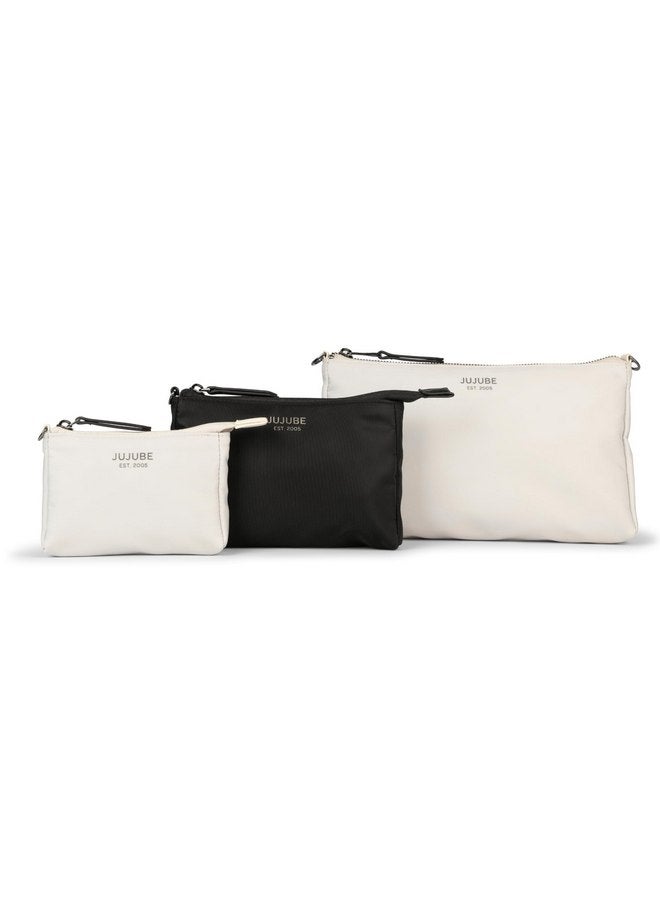 JuJuBe JuJuBe x Witney Carson - New 3-Piece Pouch Set, Diaper Bag Organizing Pouches, Convertible to Small Purse with Crossbody Strap, Perfect for Travel, Zipper Cosmetic or Makeup Pouch, Cloud  - Image 1