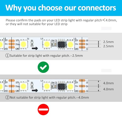 RGBZONE 3 Pin 10mm LED Connector Kit with 32.8ft 3 Pin Extension Cable and 10 Pcs 3 Pin LED Strip to Wire Connectors for 10mm IP20/IP65 SMD 5050 Dream Color LED Strip Light WS2811 WS2812B - Image 3