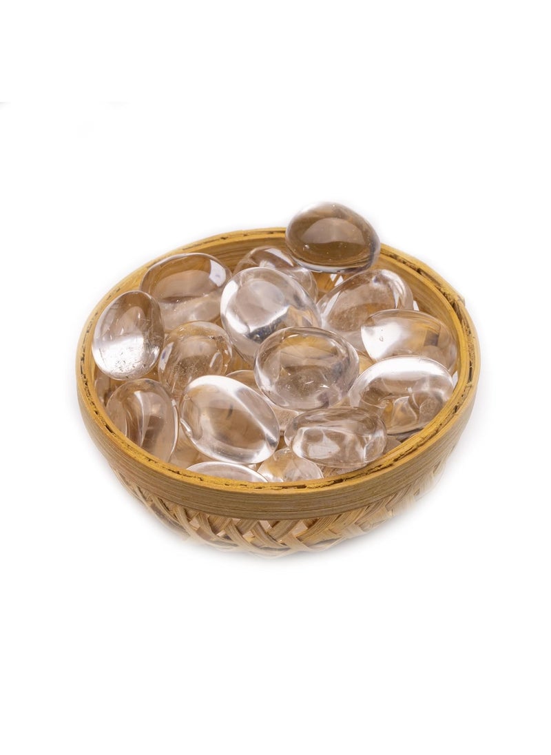 Plus Value Plus Value Natural Clear Quartz Crystal Pebbles Tumbled AAA Stone for Wealth Prosperity 200grams in Basket  - Image 1