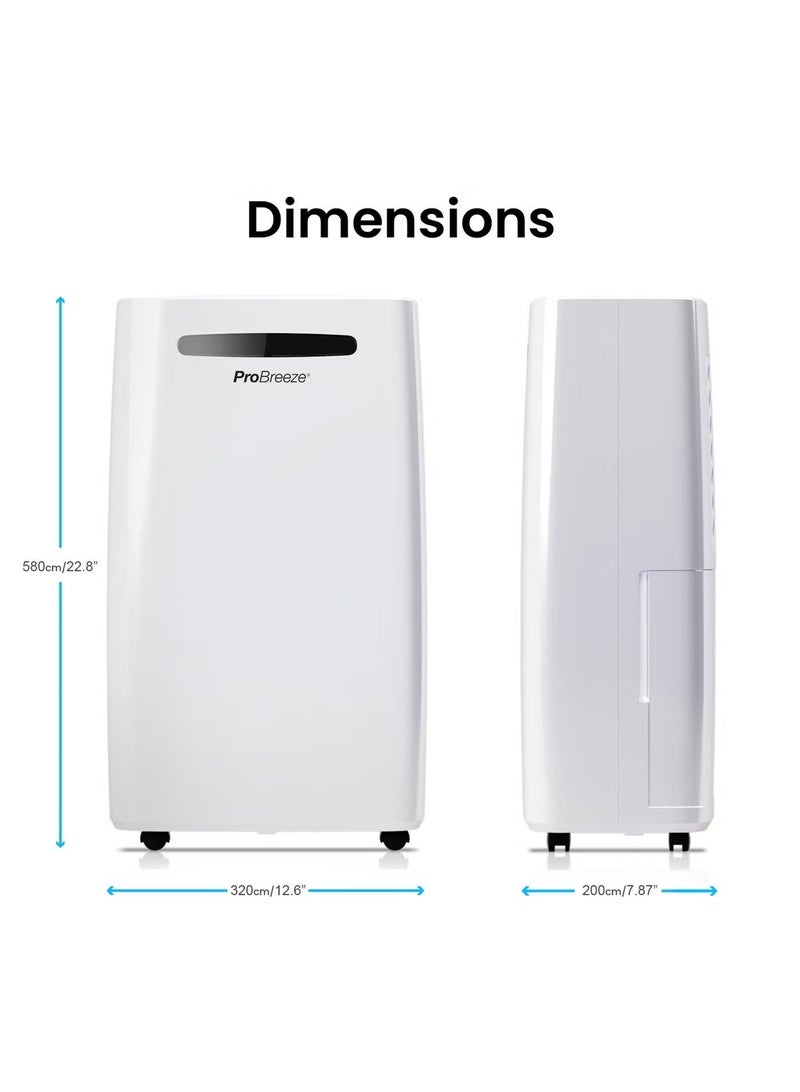 Pro Breeze 20L/Day Compressor Dehumidifier – Energy Efficient with Laundry Mode, Humidity Sensor & Carbon Filter – Ideal for Home, Office & Bedroom - Image 2