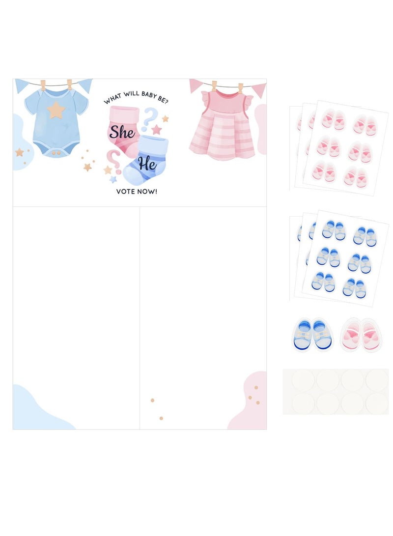 Excefore Baby Gender Reveal Board, Party Supplies Kit with Decorations Games Gender Reveal Voting Poster Board with Stickers, Chalkboard Design Party Games Kit (Cute Shoes) - Image 1