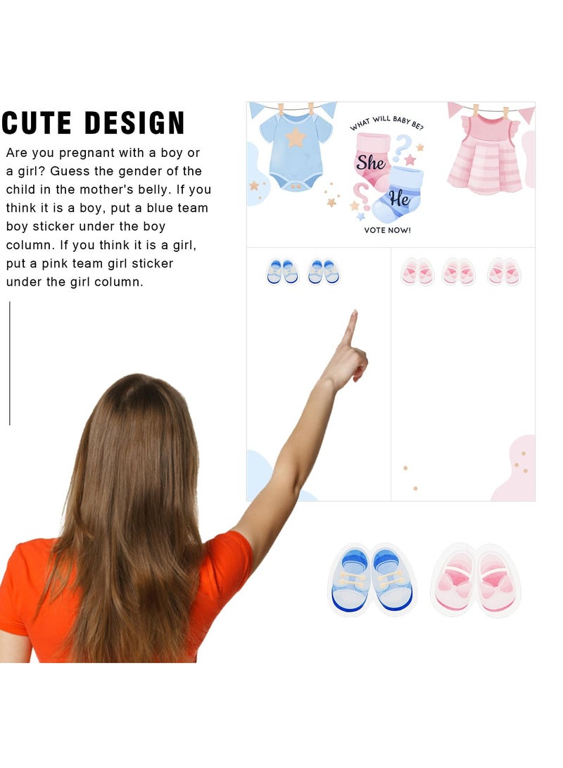 Excefore Baby Gender Reveal Board, Party Supplies Kit with Decorations Games Gender Reveal Voting Poster Board with Stickers, Chalkboard Design Party Games Kit (Cute Shoes) - Image 3