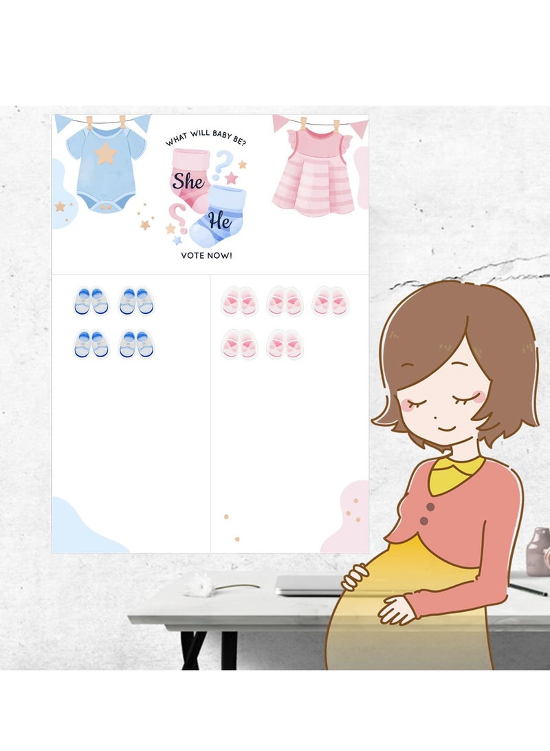 Excefore Baby Gender Reveal Board, Party Supplies Kit with Decorations Games Gender Reveal Voting Poster Board with Stickers, Chalkboard Design Party Games Kit (Cute Shoes) - Image 4