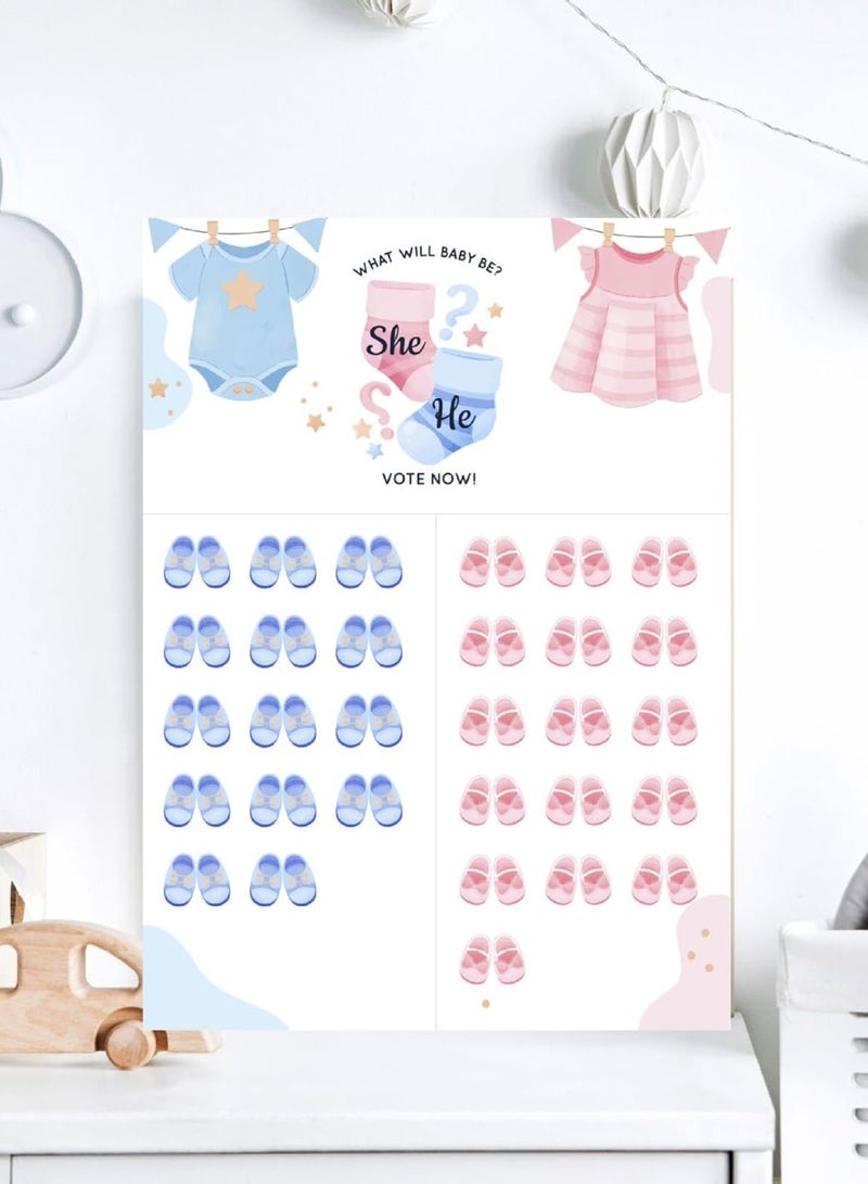 Excefore Baby Gender Reveal Board, Party Supplies Kit with Decorations Games Gender Reveal Voting Poster Board with Stickers, Chalkboard Design Party Games Kit (Cute Shoes) - Image 5