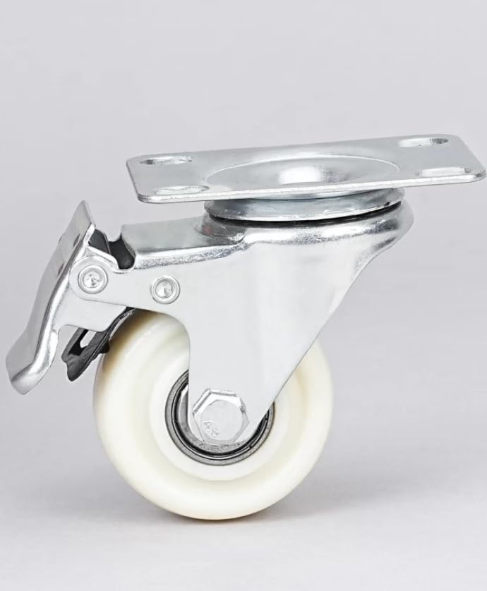 SPYLOCK Heavy Duty Cast Iron Swivel Caster Wheels – Pack of 4, PVC Rubber 2 Inch Rollers with 360° Top Plate, 2 Brake Wheels & 2 Non-Brake Wheels, 500–600 KG Load Capacity - Image 1