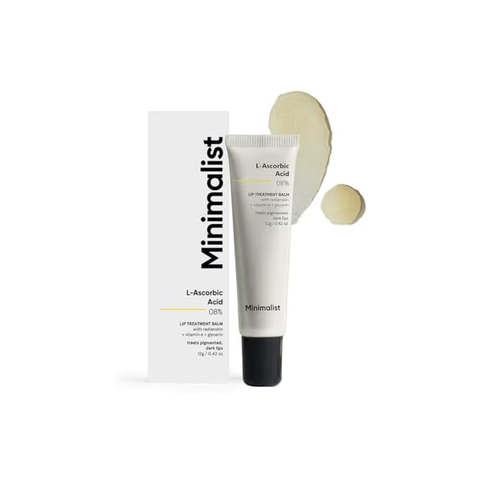 Minimalist Lip Lightening & Brightening Lip Balm | L-Ascorbic Acid 8% with Vitamin E, Radianskin & Glycerine | For Women & Men | 0.42 Oz / 12 gm