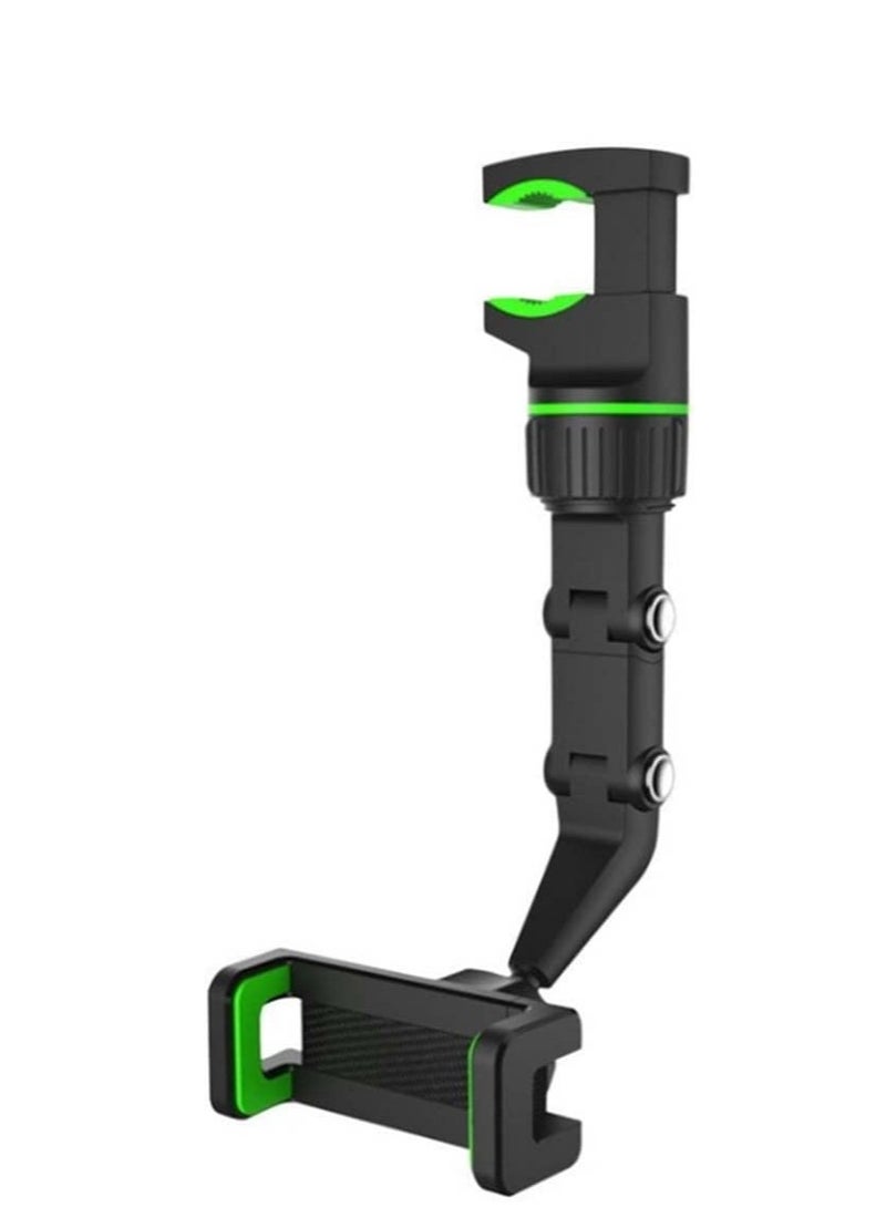 ELTRAZONE New 360° Rearview Mirror Phone Holder for Car Multifunctional Mount Phone and GPS Holder Universal Rotating Car Phone Holder, Cell Phone Automobile Cradles (Green) - Image 1