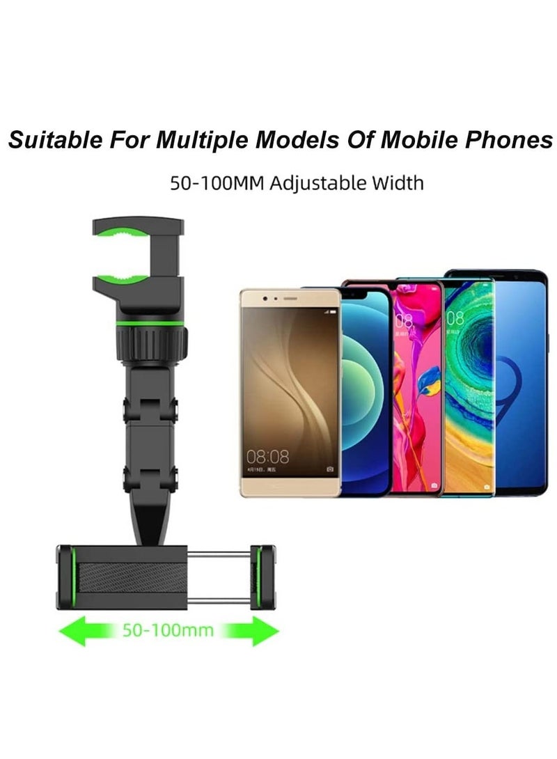 ELTRAZONE New 360° Rearview Mirror Phone Holder for Car Multifunctional Mount Phone and GPS Holder Universal Rotating Car Phone Holder, Cell Phone Automobile Cradles (Green) - Image 3