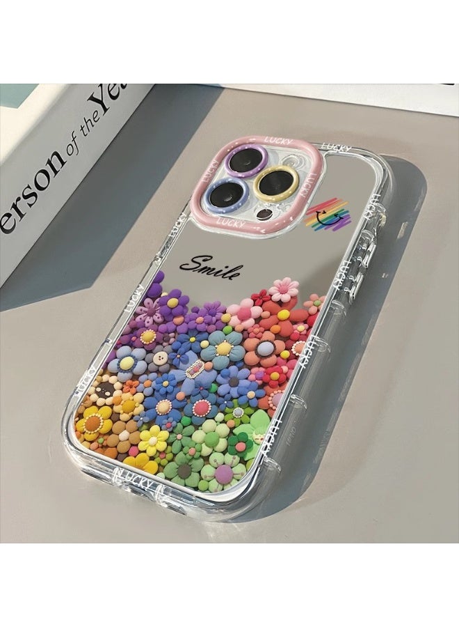 NIBEMINENT Rainbow Flower Protective TPU Case Cover For iPhone 15 Pro Max, Clear - Image 1