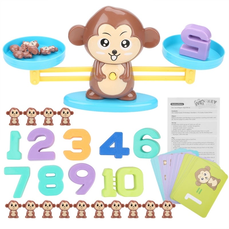 Monkey Balance Game Eco-Friendly Plastic Smooth Rounded Edges - Bright Color Cute Monkey Early Math Learning Toy for Preschool Toddlers - Image 2