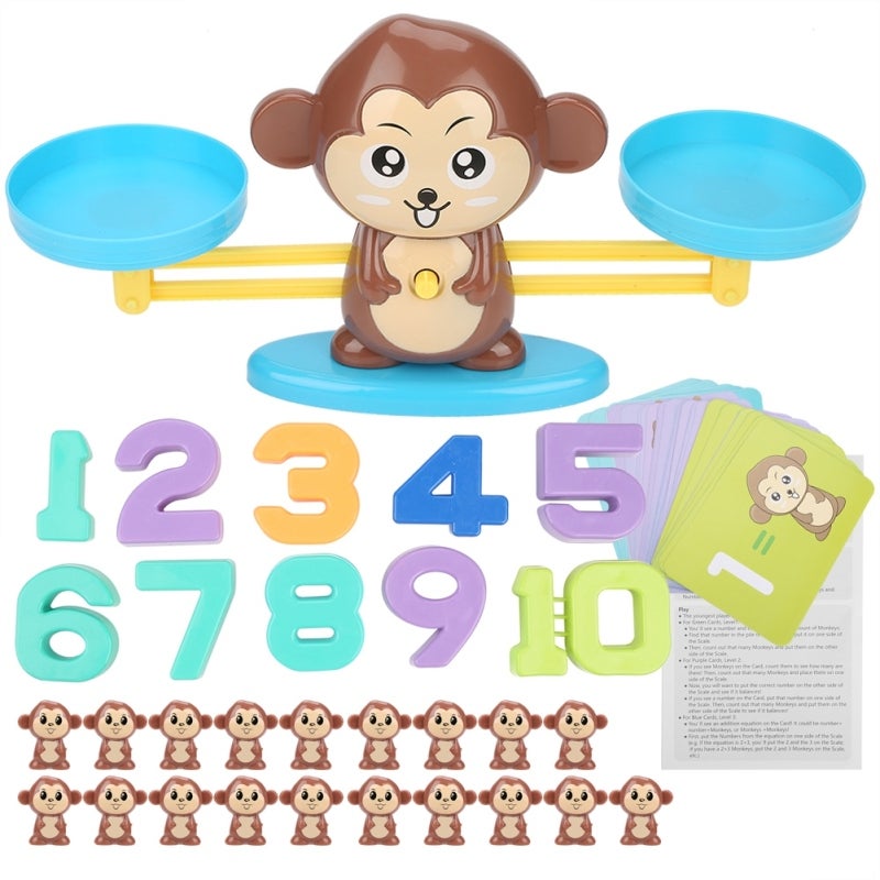 Monkey Balance Game Eco-Friendly Plastic Smooth Rounded Edges - Bright Color Cute Monkey Early Math Learning Toy for Preschool Toddlers - Image 1