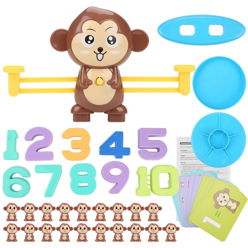Monkey Balance Game Eco-Friendly Plastic Smooth Rounded Edges - Bright Color Cute Monkey Early Math Learning Toy for Preschool Toddlers - Image 3