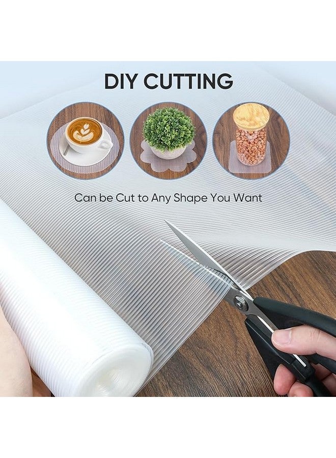 ElastPro Ethylene Vinyl Acetate 45 Cm X 10 M Transparent Food Grade Solid EVA Anti Slip Washable Matsheet For Fridge, Kitchen, Drawer, Shelf Liner, Table (Line Texture, Natural White) - Image 3