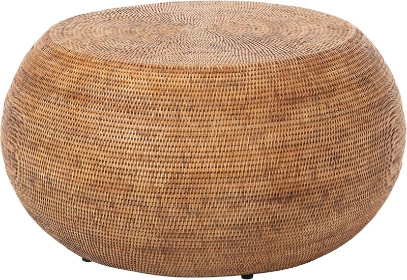 Kouboo طاولة قهوة دائرية من كوبا لا جولا من الخيزران - طاولة جانبية - غرفة المعيشة - تصميم حديث من منتصف القرن - بني عسل - Image 1