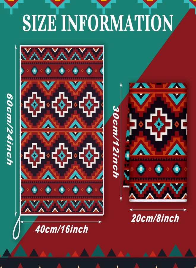 Boyiee Set of 6 Southwestern Kitchen Towels Boho Aztec Theme Dishtowel Native American Hand Tea Towels 24 x 16 Inches for Absorbent Kitchen Decor with Hanging Loop for Room Home Housewarming Gift - Image 3