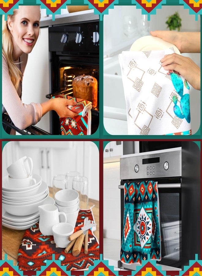 Boyiee Set of 6 Southwestern Kitchen Towels Boho Aztec Theme Dishtowel Native American Hand Tea Towels 24 x 16 Inches for Absorbent Kitchen Decor with Hanging Loop for Room Home Housewarming Gift - Image 4