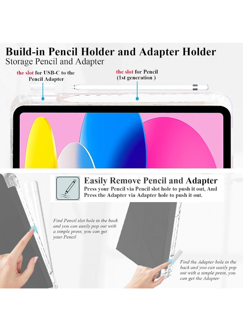 Rock Pow Case For iPad Air 11 inch (M3/M2) 2025/2024,iPad Air 5th 10.9 inch 2022/Air 4th 10.9 inch 2020 Generation Clear Back with Pencil Holder Auto Wake/Sleep Cover for air 4th/air 5th 10.9inch,air 6th/air 7th 11inch 2025/2024  - Image 3