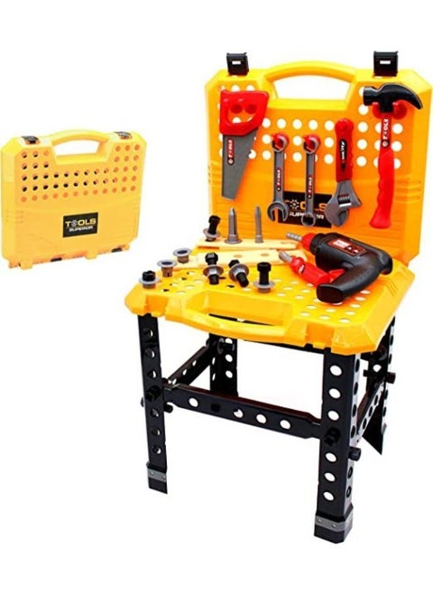 Tool Play Set Drill Screwdriver Repair Kit Toy Portable Pretend Play Tools Box And Tools Table Set Puzzle Tool Toy Set For Kids 57 Pcs