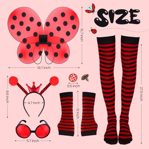 Toulite Ladybug Costume Set for Women Insect Dress up with Wings Girls Cosplay Fairy Accessories for Christmas Party - Image 2