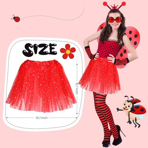 Toulite Ladybug Costume Set for Women Insect Dress up with Wings Girls Cosplay Fairy Accessories for Christmas Party - Image 4