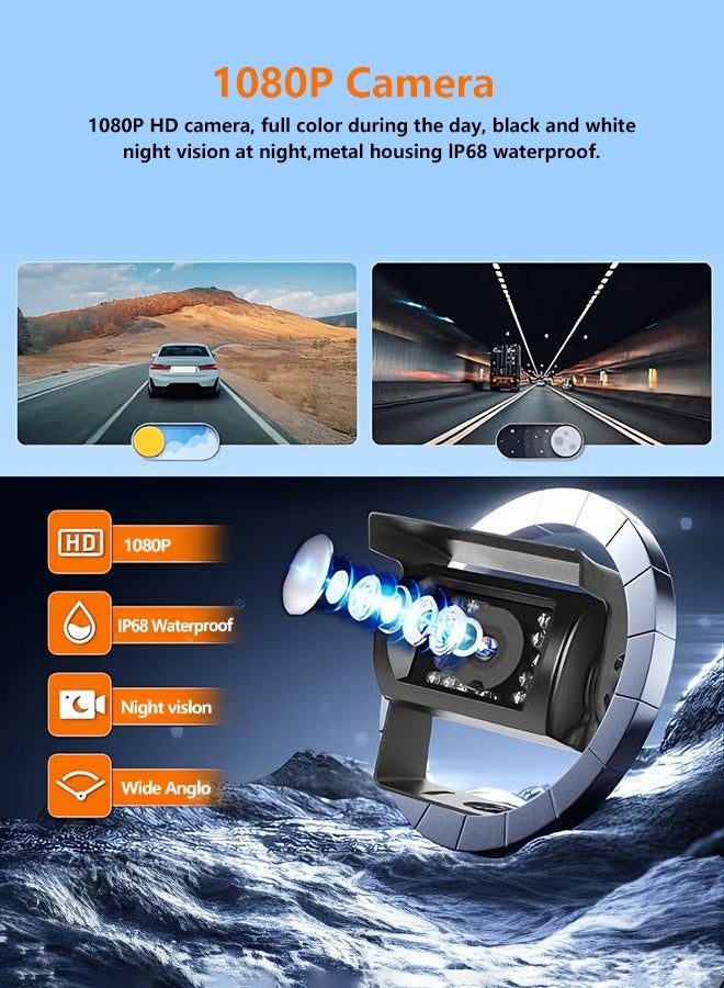 WALALLA Professional 4-Piece Wireless Backup Camera System - 7 inch Monitor with Night Vision & IP69 Waterproof Rating, 24V Compatible for Large Vehicles/RVs/Trucks - Image 2