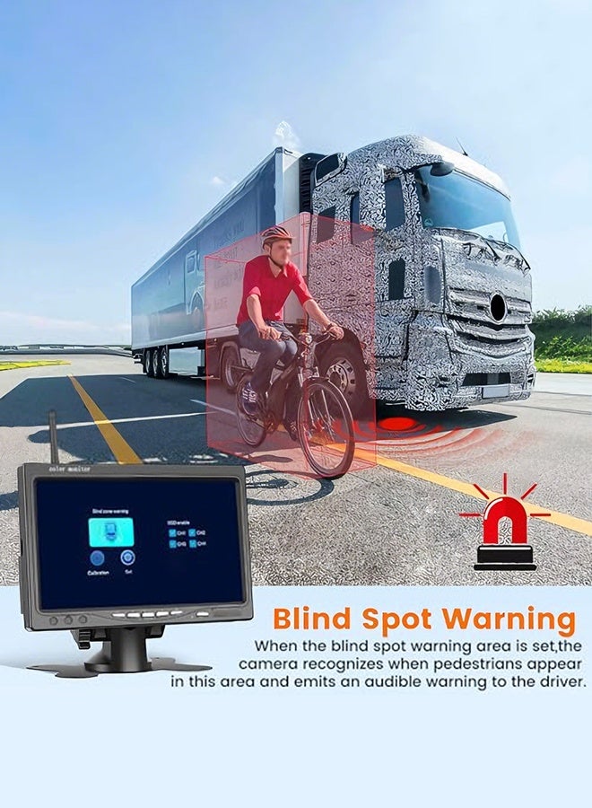 WALALLA Professional 4-Piece Wireless Backup Camera System - 7 inch Monitor with Night Vision & IP69 Waterproof Rating, 24V Compatible for Large Vehicles/RVs/Trucks - Image 4