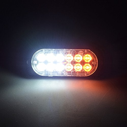 ANZIO Combo Amber White 4X 12-LED 4pcs 6-LED Car Tow Truck Emergency Warning Beacon Plow Safety Strobe Light Bar - Image 4