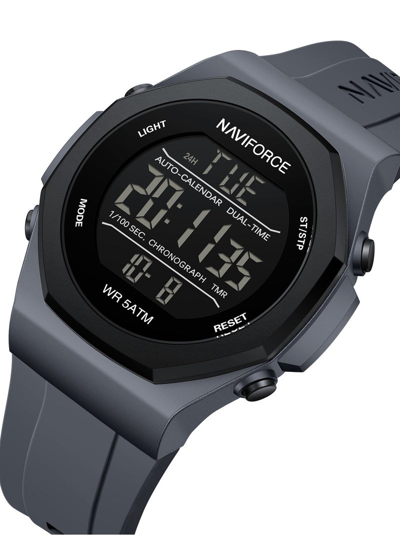 NAVIFORCE Fumed Silica Strap Multifunctional Digital LCD Wrist Watch For Men NF7117 T.GYT.GY  - Image 2
