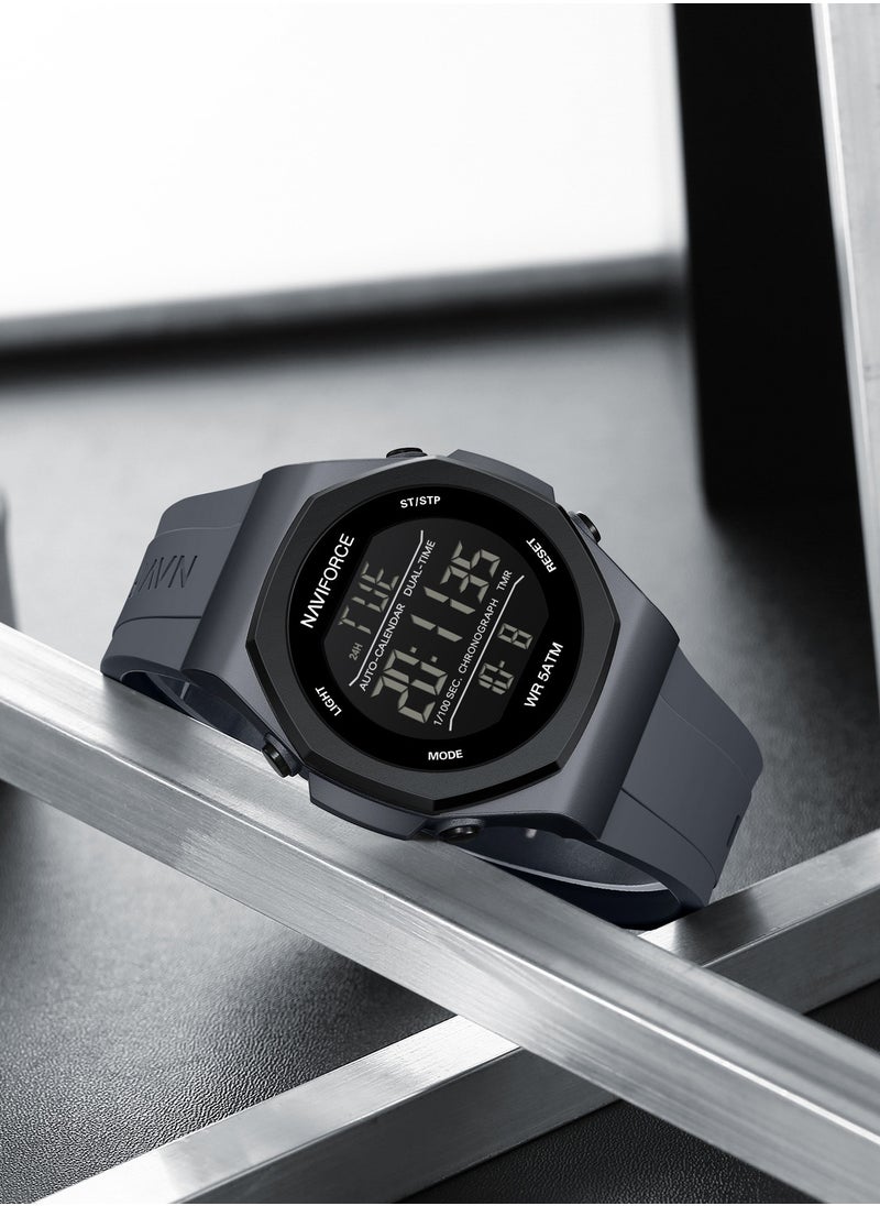 NAVIFORCE Fumed Silica Strap Multifunctional Digital LCD Wrist Watch For Men NF7117 T.GYT.GY  - Image 4